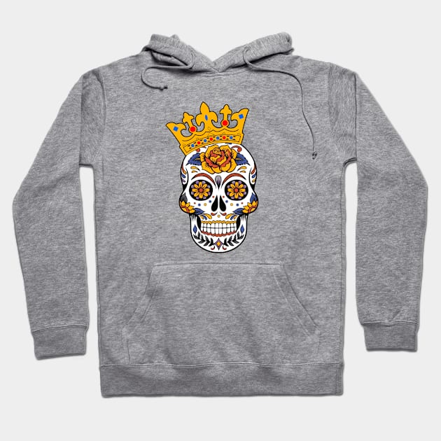 Mexican Day of the Dead Sugar Skull with Crown Hoodie by Chris